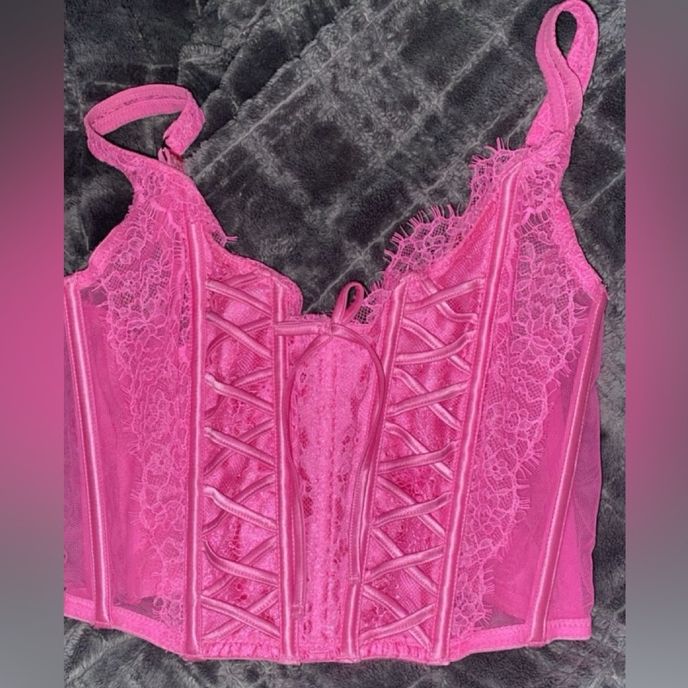Victoria Secret Dream Angels pink bow lace top